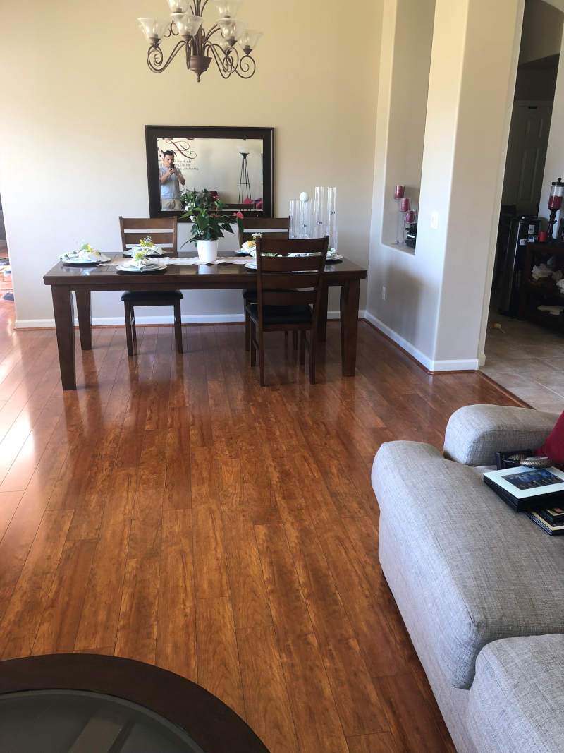 living/dining room  finished flooring installation